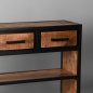 Preview: Beistelltisch Tampa 115x30x75 cm Raues Mangoholz | Schwarzes Metall