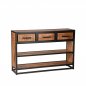 Preview: Beistelltisch Tampa 115x30x75 cm Raues Mangoholz | Schwarzes Metall