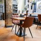 Preview: Stuhl "Lauren" aus Mikrofaser in Cognac und Metallbeinen