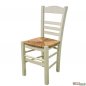 Preview: Taverna Stuhl aus Buchenholz mit Patina-Farben in Beige und Strohsitz.