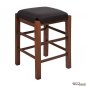 Preview: Traditioneller Ηocker aus Buchenholz in Farbe Walnuss mit Sitz aus Schwarz Pu