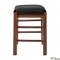 Preview: Traditioneller Ηocker aus Buchenholz in Farbe Walnuss mit Sitz aus Schwarz Pu