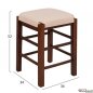 Preview: Traditioneller Ηocker aus Buchenholz in Farbe Walnuss mit Sitz aus Ekru Pu