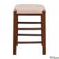 Preview: Traditioneller Ηocker aus Buchenholz in Farbe Walnuss mit Sitz aus Ekru Pu