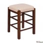 Preview: Traditioneller Ηocker aus Buchenholz in Farbe Walnuss mit Sitz aus Ekru Pu