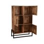 Preview: Regalschrank Bolivien 100x40x150 Cm Raues Mangoholz | Schwarzes Metall