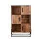 Preview: Regalschrank Bolivien 100x40x150 Cm Raues Mangoholz | Schwarzes Metall