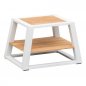 Preview: Outdoor Lounge Set "York" in weißem Aluminiumrahmen und Teakholz Elementen und weißem Polster mit 3-Sitzer Sofa
