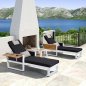 Preview: Sonnenliege Sunlounge SET "York" in weißem Aluminium und dunklen Polster