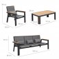 Preview: "GENEVA" 3 SEAT LOUNGE SET IN ALUMINUM AND BLACK TEAK