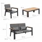 Preview: "GENEVA" 2 SEAT LOUNGE SET IN ALUMINUM AND BLACK TEAK