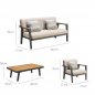 Preview: "EMOTI" LOUNGE SET MIT 2-SITZER AUS ALUMINIUM UND TEAKHOLZ SCHWARZ