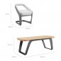 Preview: Outdoor Esstisch Set "Onda" 7-teilig aus grauem Aluminiumrahmen und Teakholz