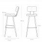 Preview: "Teddy" bar chair in faux leather in anthracite gray color and metal legs