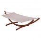 Preview: Hanging Bed in Wood Walnut with Ecru Cloth 330x120x100 cm