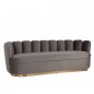 Preview: 3-Sitzer Sofa "Blaze" aus grauem Samt und goldenem Metallgestell