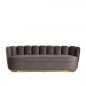 Preview: 3-Sitzer Sofa "Blaze" aus grauem Samt und goldenem Metallgestell