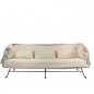 Preview: 3-Sitzer Sofa "Sino" aus beigefarbenem Teddyboucle und mattschwarzem Metallrahmen