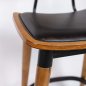 Preview: Barhocker "Studo" aus schwarzem Kunstleder und Gestell aus Eiche und Metall