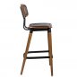Preview: Barhocker "Studo" aus schwarzem Kunstleder und Gestell aus Eiche und Metall