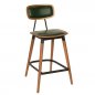 Preview: "Studo" bar stool made of green synthetic leather and frame made of oak and metal