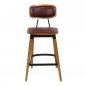 Preview: Barhocker "Studo" aus bordeaux rotem Kunstleder und Gestell aus Eiche und Metall