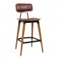 Preview: Barhocker "Studo" aus bordeaux rotem Kunstleder und Gestell aus Eiche und Metall