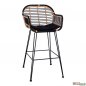 Preview: Barhocker Allegra Wicker mit Kissen in Schwarz-Beige
