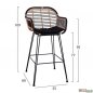 Preview: Barhocker Allegra Wicker mit Kissen in Schwarz-Beige