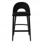 Preview: "Jyll" bar stool made of black velvet and legs made of black solid beech