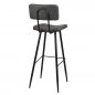 Preview: "Teddy" bar chair in faux leather in anthracite gray color and metal legs