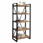 Preview: Bücherregal Metall und massives Mangoholz 80x45x186