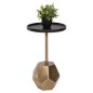 Preview: BEISTELLTISCH RUBIN, Platte aus Mangoholz in Schwarz, Sockel aus Metall in Messinggold, 35 x 35 x 59 cm