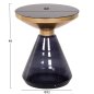 Preview: BEISTELLTISCH DEMMY, SCHWARZE GLASPLATTE UND LILA GLASBASIS, GOLDENER „HALS“ Φ41x48Hcm