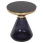 Preview: BEISTELLTISCH DEMMY, SCHWARZE GLASPLATTE UND LILA GLASBASIS, GOLDENER „HALS“ Φ41x48Hcm