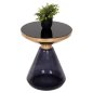 Preview: BEISTELLTISCH DEMMY, SCHWARZE GLASPLATTE UND LILA GLASBASIS, GOLDENER „HALS“ Φ41x48Hcm