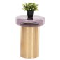 Preview: Runder Beistelltisch Carmo, violette Glasplatte, goldener Metallsockel, Φ39Χ54Hcm