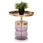 Preview: HAILEY BEISTELLTISCH LILA GLAS-GOLDMETALL Φ39,5x45Hcm