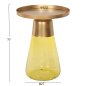 Preview: BEISTELLTISCH VALERY HELLGRÜNES GLAS, METALLPLATTE IN GOLD, Φ39,5x52Hcm