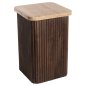 Preview: BEISTELLTISCH QUADRATISCH GLADYS MASSIVES MANGOHOLZ-WEISSER TRAVERTIN 40x40x60Hcm
