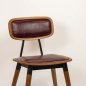 Preview: Stuhl "Studo" aus bordeaux rotem Kunstleder und Gestell aus Eiche und Stahl
