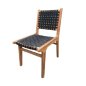 Preview: DELHI Stuhl aus Akazienholz und synthetischen schwarzen Riemen 68X46X87H