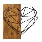 Preview: Wand Dekoration aus Holz mit Metallherz 58Χ58cm