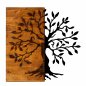 Preview: Wand Dekoration aus Holz mit Metallbaum 58Χ58cm
