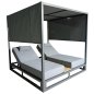 Preview: DOUBLE LOUNGE SUNBEDS IN A CUBE WITH SUNSHADES ALUMINUM IN GREY 2x2x2m