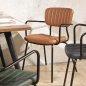 Preview: Polstersessel "Pepe" in Farbe Cognac aus Kunstleder und schwarzem Metallrahmen