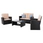 Preview: OUTDOOR LOUNGE 4-TEILIGES SET SYNTHETISCHES RATTAN IN ANTHRAZIT-BEIGE KISSEN