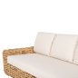 Preview: OUTDOOR-SOFA 3-SITZER MANGOHOLZ IN NATURFARBE-WEIßE KISSEN 216x88x70-85Hcm