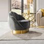 Preview: "Blax" Sessel aus grauem Samt und goldenem Metallgestell