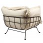 Preview: "Floral" armchair made of beige teddy boucle and black metal frame